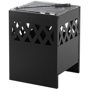 Beliani Fire Pit Heater Black Steel Square Outdoor Garden Material:Steel Size:40x53x40