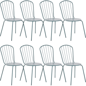 Beliani Set of 8 Garden Dining Chairs Light Blue Steel Modern Rust Resistant High Back Material:Steel Size:47x89x40