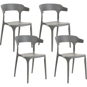 Beliani Set of 4 Garden Chairs Light Grey Polypropylene Lightweight Weather Resistant Plastic Indoor Outdoor Modern Material:Polypropylene Size:44x76x52