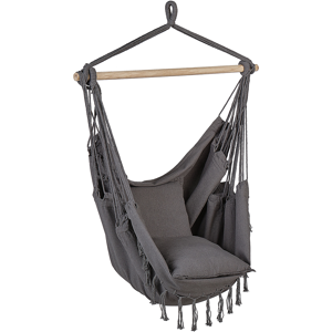 Beliani Hanging Hammock Chair Grey Cotton and Polyester Swing Seat Indoor Outdoor Boho Style Material:Cotton Size:55x125x95