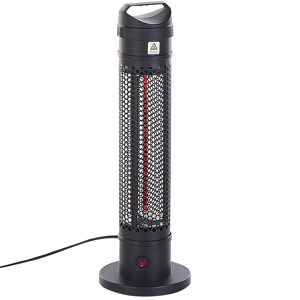 Beliani Tower Electric Patio Heater Black 1000 W Infrared Heating Lamp Freestanding Infrared Garden Outdoor Material:Aluminium Size:20x62x20