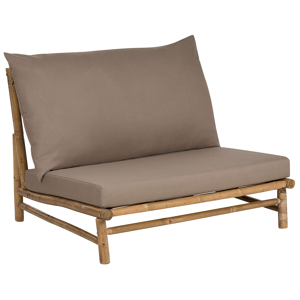 Beliani Low Chair Light Bamboo Wood Taupe Backrest Seat Cushions Slipper Design Indoor and Outdoor Modern Rustic Design Material:Bamboo Wood Size:85x74x102