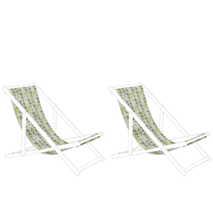 Beliani Set of 2 Sun Lounger Replacement Fabrics Yellow and Grey Polyester Sling Hammock Material:Polyester Size:44x1x113