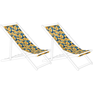 Beliani Set of 2 Sun Lounger Replacement Fabrics Floral Pattern Polyester Sling Hammock Material:Polyester Size:44x1x113