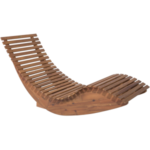 Beliani Sun Lounger Light Acacia Wood Slatted Design Rocking Feature Curved Shape Garden Sunbed Material:Acacia Wood Size:180x100x60