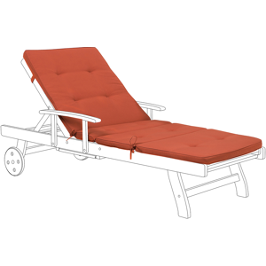 Beliani Garden Sun Lounger Cushion Red Polyester Seat Backrest Pad Modern Design Outdoor Pad Material:Polyester Size:59x5x188