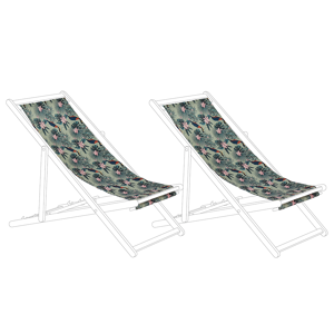Beliani Set of 2 Sun Lounger Replacement Fabrics Pelican Pattern Polyester Sling Hammock Material:Polyester Size:44x1x113
