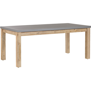 Beliani Outdoor Dining Table Grey Concrete Tabletop Wooden Legs Acacia 180 x 90 cm 8-Seater Modern Industrial Patio Material:Fibre Cement Size:x75x90