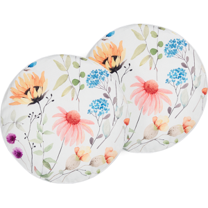 Beliani Set of 2 Garden Cushions Multicolour Polyester Floral Pattern ⌀ 40 cm Modern Outdoor Decoration Water Resistant Material:Polyester Size:40x10x40