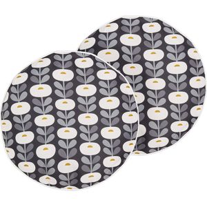 Beliani Set of 2 Garden Cushions Grey Polyester Geometric Pattern ⌀ 40 cm Modern Outdoor Decoration Water Resistant Material:Polyester Size:40x10x40