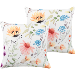 Beliani Set of 2 Garden Cushions Multicolour Polyester Floral Pattern 45 x 45 cm Modern Outdoor Decoration Water Resistant Material:Polyester Size:45x10x45