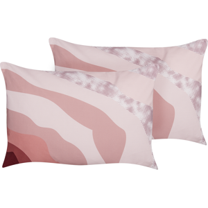 Beliani Set of 2 Garden Cushions Pink Polyester 40 x 60 Abstract Pattern Modern Outdoor Decoration Water Resistant Material:Polyester Size:60x10x40