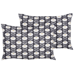Beliani Set of 2 Garden Cushions Grey Polyester Geometric Pattern 40 x 60 cm Modern Outdoor Decoration Water Resistant Material:Polyester Size:60x10x40