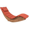 Beliani Sun Lounger Light Acacia Wood Slatted Design Rocking Feature Curved Shape with Red Seat Cushion  Material:Acacia Wood Size:60x100x180