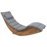 Beliani Sun Lounger Light Acacia Wood Slatted Design Rocking Feature Curved Shape with Grey Seat Cushion  Material:Acacia Wood Size:60x100x180