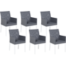 Beliani Set of 6 Garden Chairs Grey Textilene Upholstery Aluminium White Legs Quick Dry Foam Material:Polyester Size:62x91x52