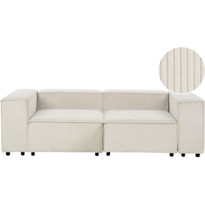 Beliani Modular Sofa Off-White Corduroy 3 Seater Sectional Couch with Ottoman Sofa with Black Legs Modern Living Room Material:Corduroy Size:119x68x240