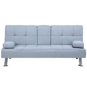Beliani Sofa Bed Light Grey 3 Seater Drop Down Table Click Clack Material:Polyester Size:81x77x168