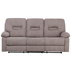 Beliani Recliner Sofa Taupe Beige 3 Seater Manually Adjustable Back and Footrest Material:Polyester Size:73x101x204