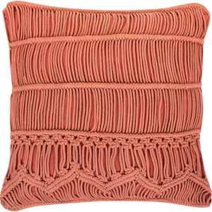 Beliani Decorative Cushion Orange Cotton Macramé 45 x 45 cm Rope Boho Retro Decor Accessories Material:Cotton Size:45x12x45