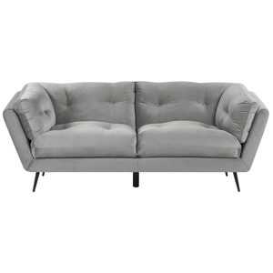 Beliani Sofa Grey Velvet Metal Legs 210 x 90 cm with Cushions Retro Material:Velvet Size:90x75x210