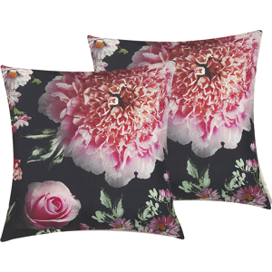 Beliani Set of 2 Decorative Cushion Multicolour Flower Print Square 45 x 45 cm Modern Décor Accessories Material:Polyester Size:45x6x45