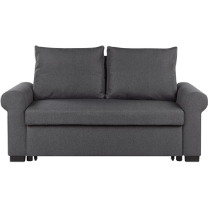 Beliani Sofa Bed Dark Grey Polyester Fabric 2 Seater Pull-Out Convertible Sleeper Retro Material:Polyester Size:93x92x173