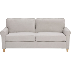 Beliani Sofa Beige Velvet Fabric Wooden Frame Pocket Springs Living Room 3 Seater  Material:Velvet Size:78x88x190