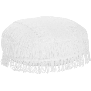 Beliani Seating Cushion White Cotton EPS Filling Round ⌀ 50 cm Fluffy Boho Style Ottoman Floor Pillow Material:Cotton Size:50x20x50