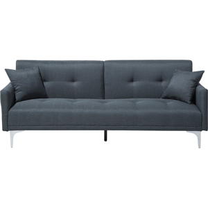 Beliani Sofa Bed Dark Blue 3 Seater Buttoned Seat Click Clack Material:Polyester Size:90x75x190