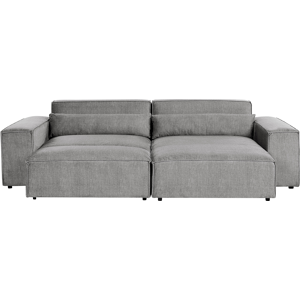 Beliani Left Hand 2-Seater Modular Corner Sofa with Ottoman Grey Fabric Sectional Couch Sofa with Black Legs Modern Living Room Material:Polyester Size:176x70x262