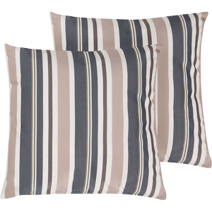 Beliani Set of 2 Outdoor Pillows Cushions Blue Beige 40 x 40 cm Zip Modern Material:Polyester Size:40x10x40