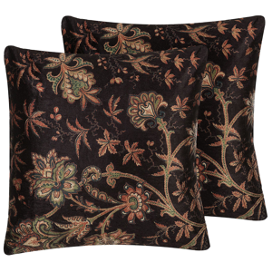 Beliani Set of 2 Decorative Cushions Multicolour Floral Pattern 45 x 45 cm Retro Vintage Decor Accessories Material:Polyester Size:45x10x45
