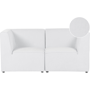 Beliani Modular 2 Seater Sofa ff White Corduroy Sectional Two Piece Sofa Modern Jumbo Cord Minimalistic Style Material:Corduroy Size:83x78x166