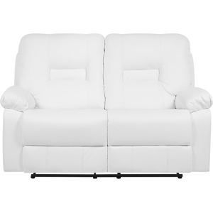 Beliani Recliner Sofa White 2 Seater Faux Leather Manually Adjustable Back and Footrest Material:Faux Leather Size:73x101x146