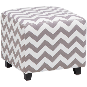 Beliani Footstool Grey Fabric Upholstery 37 x 37 cm Square Seat Chevron Pattern Material:Cotton Size:37x32x37