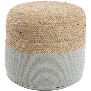 Beliani Pouf Ottoman Grey Jute EPS Beads Filling Round ø 46 cm Boho Style Material:Cotton Size:46x48x46