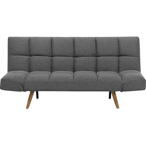 Beliani Sofa Bed Grey Fabric Upholstered 3 Seater Reclining Backrest Square Quilted Material:Polyester Size:79x86x182