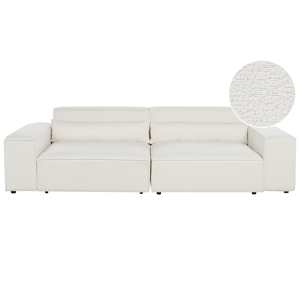 Beliani 2 Seater Modular Sofa White Boucle Sectional Couch Sofa with Black Legs Modern Living Room Material:Boucle Size:126x70x262