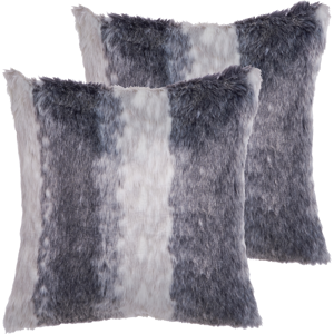 Beliani Set of 2 Throw Cushions Grey Acrylic 45 x 45 cm Boho Solid Colour Zipper Furry Living Room Bedroom Material:Faux Fur Size:45x10x45