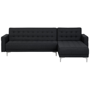 Beliani Corner Sofa Bed Graphite Grey Tufted Fabric Modern L-Shaped Modular 4 Seater Left Hand Chaise Longue Material:Polyester Size:168x83x267