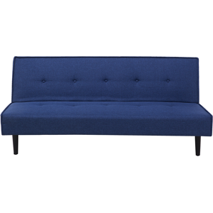 Beliani Sofa Bed Blue 3 Seater Buttoned Seat Click Clack Material:Polyester Size:92x80x180