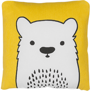 Beliani Kids Cushion Yellow Fabric Bear Image Pillow with Filling Soft Children's Toy Material:Cotton Size:45x12x45