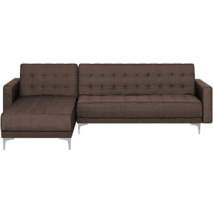 Beliani Corner Sofa Bed Brown Tufted Fabric Modern L-Shaped Modular 4 Seater Right Hand Chaise Longue Material:Polyester Size:168x87x267