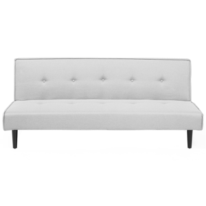 Beliani Sofa Bed Light Grey 3 Seater Buttoned Seat Click Clack Material:Polyester Size:92x80x180