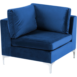 Beliani 1-Seat Corner Section Blue Velvet Sofa Module Silver Metal Legs Glamour Style Material:Velvet Size:85x84x85