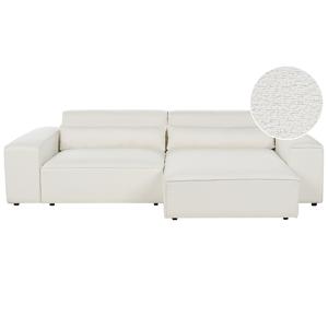 Beliani Left Hand 2 Seater Modular Corner Sofa White Boucle  Sectional Couch Sofa with Black Legs Modern Living Room Material:Boucle Size:176x70x262
