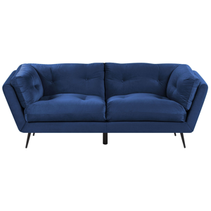 Beliani Sofa Blue Velvet Metal Legs 210 x 90 cm with Cushions Retro Material:Velvet Size:90x75x210