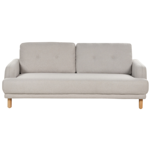 Beliani 3 Seater Sofa Taupe Polyester Fabric Wooden Legs Loveseat Couch Retro Minimalistic Living Room Furniture Material:Polyester Size:90x85x199
