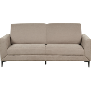 Beliani Sofa Taupe Fabric Polyester Upholstery Black Legs 3 Seater Retro Style Living Room Furniture Material:Polyester Size:75x90x188